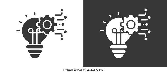 Colección De Vector Del Conjunto Del Icono De La Innovación Aislada En Blanco Y Negro