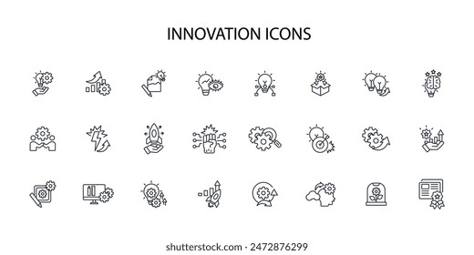 Conjunto de iconos de innovación.Vector.Trazo editable.signo de estilo lineal para el uso Diseño web,logo.Ilustración de símbolo.