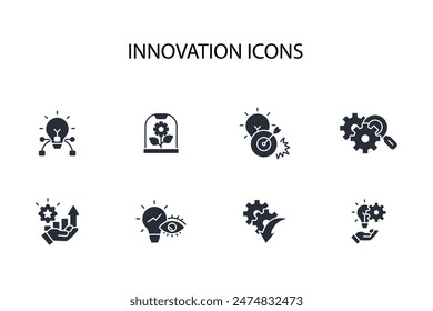 Conjunto de iconos de innovación.Vector.Trazo editable.signo de estilo lineal para el uso Diseño web,logo.Ilustración de símbolo.