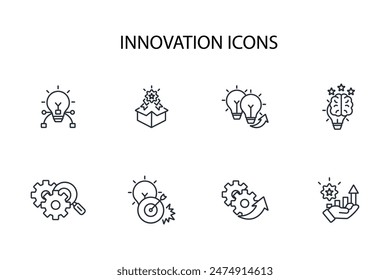 Innovation icon set.vector.Editable stroke.linear style sign for use web design,logo.Symbol illustration.