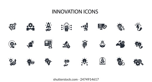 Conjunto de iconos de innovación.Vector.Trazo editable.signo de estilo lineal para el uso Diseño web,logo.Ilustración de símbolo.