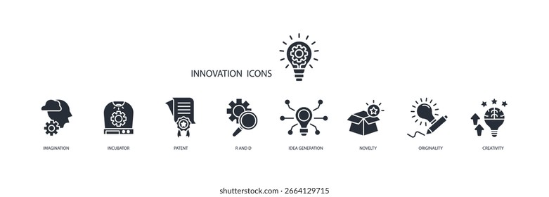 conjunto de iconos de innovación. Vector. Movimiento editable. Signo de estilo lineal para uso Diseño web, logotipo. Ilustración de símbolo.
