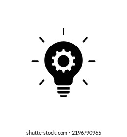 Innovation icon. Simple solid style. Light bulb and cog inside, gear, idea, solution concept. Glyph vector illustration isolated on white background. EPS 10.