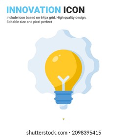 Vector de icono de innovación con estilo de color plano aislado en fondo blanco. Icono de símbolo de la solución de ilustración de vector para negocios, finanzas, industria, empresa, aplicaciones, web y proyecto