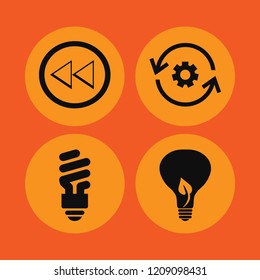 innovation icon. innovation vector icons set fluorescent bulb, recycle gear, bulb leaf and left arrow