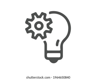 Innovation icon vector. Light bulb and gear inside. Modern sign, linear pictogram, outline symbol, simple thin line icon. Vector illustration isolated on white background. EPS 10