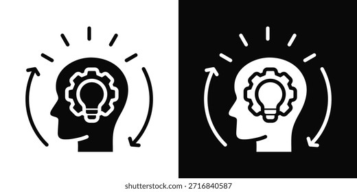 Icono de innovación estilo de fondo blanco y negro