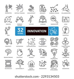 Innovation icons Pack Vector. Innovative methods for a brighter future icons pack