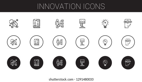 innovation icons set. Collection of innovation with voice, workflow, skills, lamp, idea, creative. Editable and scalable innovation icons.