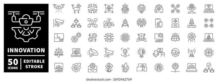 Conjunto de iconos de innovación. iconos de línea editables, tecnología, Elementos de diseño modernos