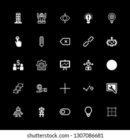 innovation icons set with idea, switch outlined symbol and hands framing vector set