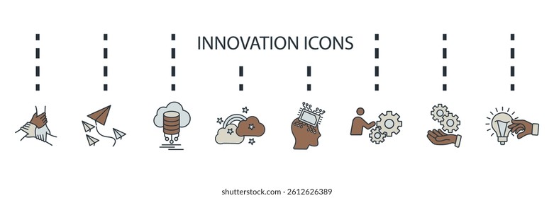 innovation icons set isolated on White Background Flat style design