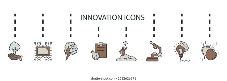 innovation icons set isolated on White Background Flat style design