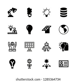 innovation icons set with light bulb, database digital tool and idea vector set