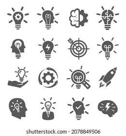 Innovation icons set on white background