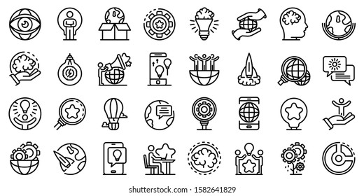 Innovation icons set. Outline set of innovation vector icons for web design isolated on white background