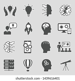 Innovation Icons. Sticker Design. Vector Illustration.