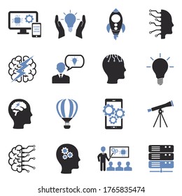 Innovation Icons. Two Tone Flat Design. Vector Illustration.