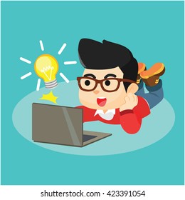 Innovation idea appear from laptop