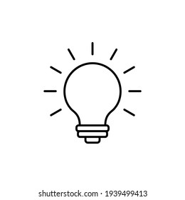 innovation Idea bulb icon in flat black line style, isolated on white background 