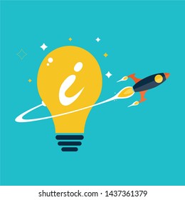 Innovation Idea bulb and rocket