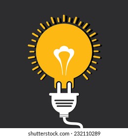 Innovation idea concept with bulb and plug stock vector