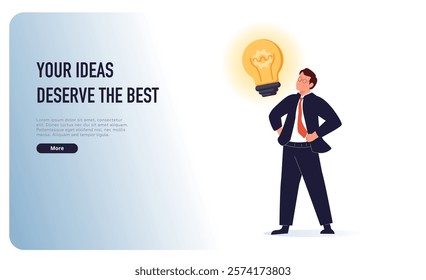 Innovation idea to drive team success, business innovative solution. Presentation slide templates or hero banner images for websites, or apps. Business concept illustrations. Modern flat style. Vector