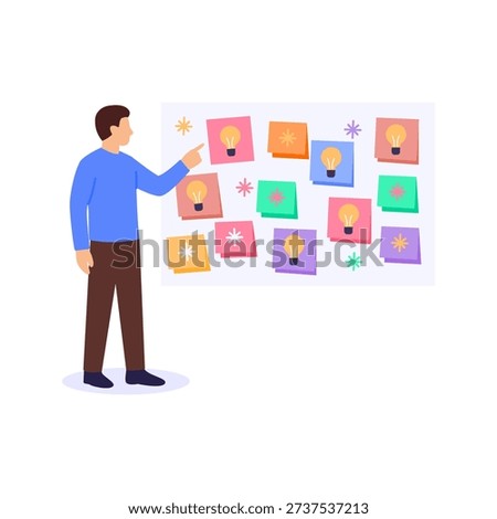 Innovation and Idea, evaluating creativity and improvement suggestions, Flat vector character illustration