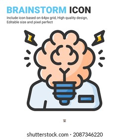Innovationsidee Symbol, Vektorgrafik mit Rahmenfarbstil einzeln auf weißem Hintergrund. Vektorgrafik-Brainstorm-Symbol-Symbol-Konzept für Unternehmen, Finanzen, Industrie, Unternehmen, Apps und Projekte