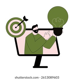 Innovation idea target solution strategy isolated on white background