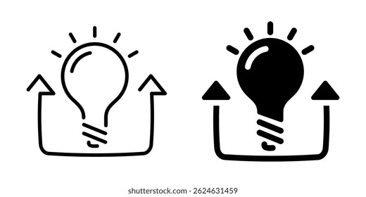 Innovation idea upload icon. Linear and silhouette style.