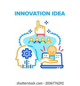 Concepto de Icono Vector de Idea de Innovación. Idea De Innovación Para El Desarrollo De Software Y Tecnología, Desarrollo De Estrategia Y Proceso De Producción. Ilustración innovadora de color del sistema digital