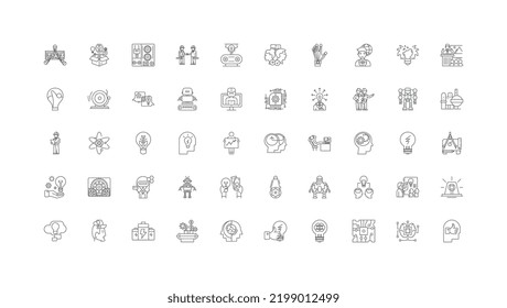 Innovation ideas, linear icons, line signs set, vector collection