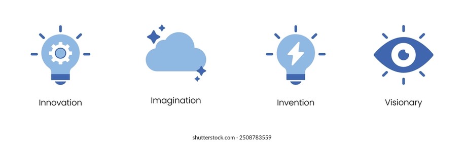 Innovation, Imagination, Invention, Visionary Vector Icon Set