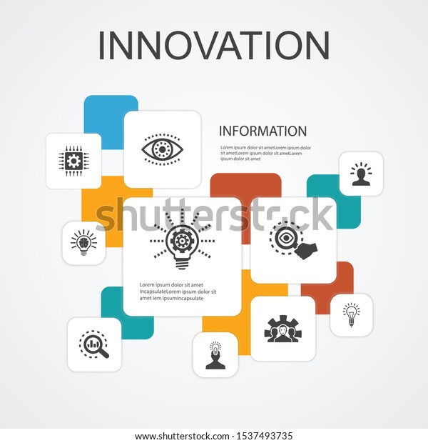 Innovation Infographic 10 Line Icons Template. Inspiration, Vision ...