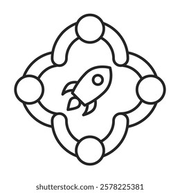 Innovation Launch Icon Representing Team Creativity, Project Initiation, and Collaborative Innovation
