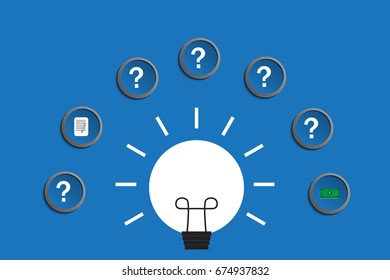 innovation light bulb and balloon around step to money final vector design background