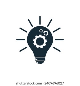 Innovation, Light Bulb and Cog Inside, Inspiration, Lamp, Light Bulb, Idea Icon Design Template Elements