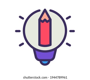 plumilla de luz de innovación crear un único icono aislado con línea rellena y estilo plano de contorno
