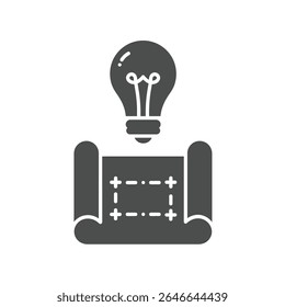 Ícone de lâmpada de inovação acima do projeto do projeto Engenharia Novas ideias Descoberta
