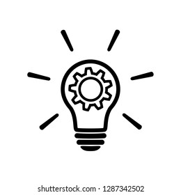 innovation line icon in flat style. Light bulb with cog mechanism line sign. Light bulb with gear icon Simple process sign, Idea symbol. Implementation icon Vector illustration for graphic design, Web