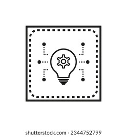 Innovation line icon. Light bulb with gear icon. Vector illustration. Eps 10.