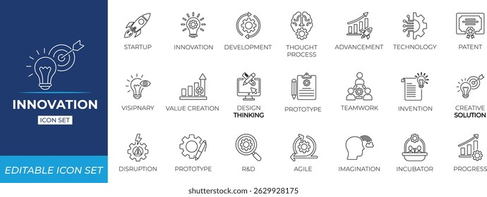 Innovation line icon set. Solid line icon collection.