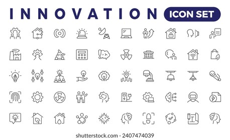 Innovation line icons collection. Technology, creative, brainstorm, education icons. UI icon set. Thin outline icons pack