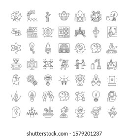 Innovation linear icons, signs, symbols vector line illustration set