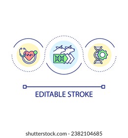 Innovation in livestock breeding loop concept icon. Smart farming abstract idea thin line illustration. Genomic science. Agribusiness. Isolated outline drawing. Editable stroke. Arial font used