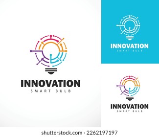 innovation logo creative bulb smart tech connect design concept color