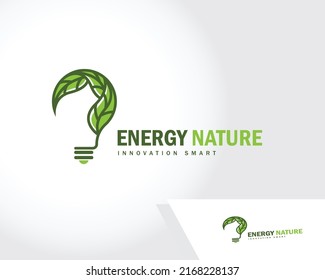 innovation logo creative nature energy bulb science leave education smart illustration