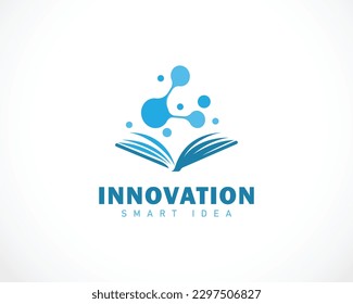 innovation logo creative smart bulb connect technology molecule design concept modern education book science