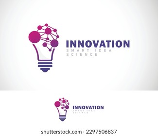 innovation logo creative smart bulb connect technology molecule design concept modern